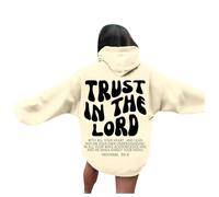 Sudadera con capucha para mujer, diseño con texto "Trust In The Lord Jesus", para otoño, a la moda, estilo campestre, lindo, cristiano, casual, gráfico, manga larga, 2026, esencial, gótico, cómodo