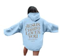 Sudadera con capucha para mujer, diseño de Christian Jesus Christ Loves You, a juego, para parejas, gráfico moderno con capucha, trajes de confianza en el Señor, gótico, letra Y2K, ropa casual, gótica