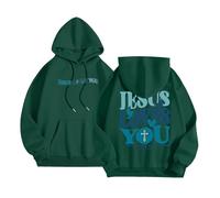 Sudadera con capucha para mujer, diseño de Christian Jesus Loves You, diseño gráfico, a la moda, informal, con letras de fe, anime, ajuste holgado, ropa ligera con capucha God I Love Jesus, Y2K, liso