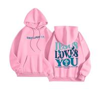 Sudadera con capucha para mujer, diseño de Christian Jesus Loves You, diseño gráfico, a la moda, informal, con letras de fe, anime, ajuste holgado, ropa ligera con capucha God I Love Jesus, Y2K, liso