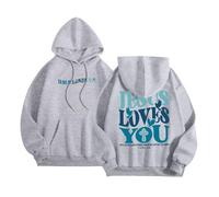 Sudadera con capucha para mujer, diseño de Christian Jesus Loves You, diseño gráfico, a la moda, informal, con letras de fe, anime, ajuste holgado, ropa ligera con capucha God I Love Jesus, Y2K, liso