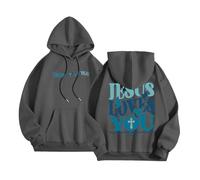 Sudadera con capucha para mujer, diseño de Christian Jesus Loves You, diseño gráfico, a la moda, informal, con letras de fe, anime, ajuste holgado, ropa ligera con capucha God I Love Jesus, Y2K, liso