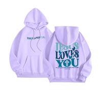 Sudadera con capucha para mujer, diseño de Christian Jesus Loves You, diseño gráfico, a la moda, informal, con letras de fe, anime, ajuste holgado, ropa ligera con capucha God I Love Jesus, Y2K, liso