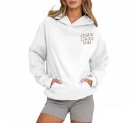 Sudadera con capucha para mujer, diseño de Christian Jesus Loves You Essential, ajuste holgado, con capucha, diseño gráfico, Pray The Lord, divertida, moderna, casual, con letras, fina, Faith I Love