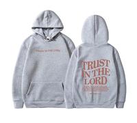 Sudadera con capucha para mujer, diseño de Christian Trust In The Lord Y2K, estilo vintage, con forro polar, manga larga, diseño gótico 2025, gris, S