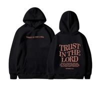 Sudadera con capucha para mujer, diseño de Christian Trust In The Lord Y2K, estilo vintage, con forro polar, manga larga, diseño gótico 2025, Negro, S