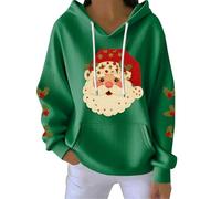 Sudadera con capucha para mujer, diseño de copa de vino tinto, gorro de Papá Noel, sudadera con capucha para interiores y exteriores, para caminar, regalos de Navidad, verde, L