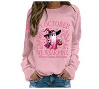 Sudadera con capucha para mujer, diseño de Halloween con texto en inglés "Stand Alone In October Wear Witch Breast Cancer Awareness" para mujeres a la moda, Rosa., M