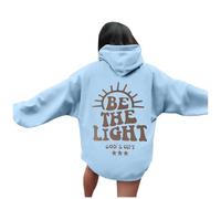 Sudadera con capucha para mujer, diseño de Jesús Be The Light, diseño gráfico cristiano, atlético, con capucha y cuello redondo, letra Y2K, ropa de campo, dios religiosos con capucha, dibujos animados