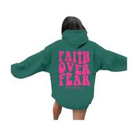 Sudadera con capucha para mujer, diseño de Jesús con texto en inglés "Trust In The Lord", de manga larga, informal, religiosa, Ejercito Verde, S