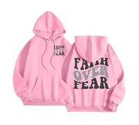 Sudadera con capucha para mujer, diseño de Jesús Faith Over Fear 2025, estilo cristiano, ligero, con capucha, con texto en inglés "Trust In The Lord Fall Beach", suéteres casuales, lindos y divertidos