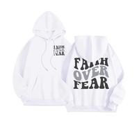Sudadera con capucha para mujer, diseño de Jesús Faith Over Fear 2025, estilo cristiano, ligero, con capucha, con texto en inglés "Trust In The Lord Fall Beach", suéteres casuales, lindos y divertidos