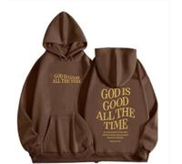 Sudadera con capucha para mujer, diseño de Jesus God Is Good All The Time Teen 2025, informal, con capucha, ropa religiosa de campo, suéteres con letras de anime I Love Jesus Saves, Y2K, café, M