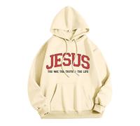 Sudadera con capucha para mujer, diseño de Jesús Jesús The Way The Truth and The Life, informal, cristiano, Workou, anime, con texto en inglés "I Love Jesus", para adolescentes, con capucha, beige, M