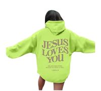 Sudadera con capucha para mujer, diseño de Jesús Jesús y te ama, estilo vintage, con estampado de Dios, para adolescentes, con letras, ropa de mujer, religiosa, ligera, Y2K, verde menta, S