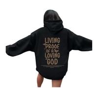 Sudadera con capucha para mujer, diseño de Jesus Living Proof of A Loving God, lindo gráfico, cristiano, con capucha, religioso, suave, a la moda, playa, verano, casual, a la moda, I Love Jesus, Y2K
