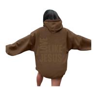 Sudadera con capucha para mujer, diseño de Jesus Love Like Jesus, estilo campestre cristiano, de moda, para verano, con capucha, para otoño, playa, casual, ajuste holgado, vintage, Fe Dios, café, S