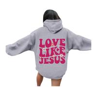 Sudadera con capucha para mujer, diseño de Jesús Love Like Jesus, Y2K, Christian College, Trust In The Lord Workou, suéteres casuales de gran tamaño, a la moda, ligeros, religiosos, lisos, gris, M
