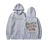 Sudadera con capucha para mujer, diseño de Jesus Love You, talla grande, con bolsillo, cordón, para otoño e invierno, a la moda, cómoda, casual, gris, 3XL