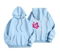 Sudadera con capucha para mujer, diseño de Jesus Loves You, con bolsillo, con cordón, para otoño, a la moda, para invierno, cómoda y casual, azul, M
