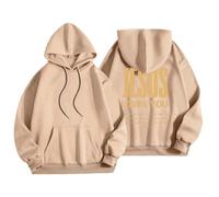 Sudadera con capucha para mujer, diseño de Jesus Loves You con bolsillo, con cordón, para otoño, a la moda, cómoda, informal, para invierno, caqui, 3XL