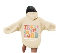 Sudadera con capucha para mujer, diseño de Jesús Trust In The Lord, beige, S