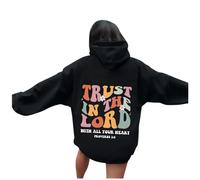 Sudadera con capucha para mujer, diseño de Jesús Trust In The Lord, Negro, S