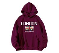 Sudadera con capucha para mujer, diseño de Londres del Reino Unido, con bolsillo, con cordón, para otoño, cómoda, casual, moderna, para invierno, Rd3, M