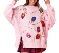 Sudadera con capucha para mujer, diseño de Papá Noel occidental, para invierno, otoño, decoración de Navidad, cuello redondo, con lentejuelas, manga larga, con diseño de dibujos animados, Rd1., L