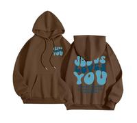 Sudadera con capucha para mujer, diseño de texto en inglés "Christian Jesus Loves You", de gran tamaño, para otoño, a la moda, religiosa, ligera, con gráfico Workou, ajuste holgado, ropa casual con