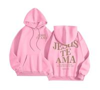 Sudadera con capucha para mujer, diseño gótico de Jesús Jesús Te Ama con capucha y texto en inglés "I Love Jesus Fall Cute Casual Summer Graphic Tops Lightweight God Jesus Saves with Hood Fashion