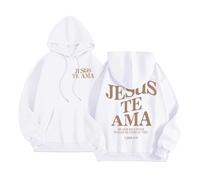 Sudadera con capucha para mujer, diseño gótico de Jesús Jesús Te Ama con capucha y texto en inglés "I Love Jesus Fall Cute Casual Summer Graphic Tops Lightweight God Jesus Saves with Hood Fashion