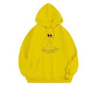 Sudadera con capucha para mujer, holgada, para otoño e invierno, nueva versión coreana con sombrero y parte superior de terciopelo, sudadera de gran tamaño para mujer, amarillo, XXL