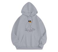 Sudadera con capucha para mujer, holgada, para otoño e invierno, nueva versión coreana con sombrero y parte superior de terciopelo, sudadera de gran tamaño para mujer, gris, M