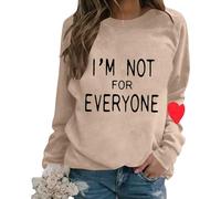 Sudadera con capucha para mujer, informal, holgada, manga larga, con texto en inglés "I'm Not for Everyone", caqui, L