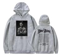 Sudadera con Capucha para Mujer Maluma Don Juan Sudadera con Capucha Estampada Invierno para Hombre Cosplay Cuello Redondo Sudadera De Manga Larga XS-3XL-Gray||L