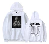 Sudadera con Capucha para Mujer Maluma Don Juan Sudadera con Capucha Estampada Invierno para Hombre Cosplay Cuello Redondo Sudadera De Manga Larga XS-3XL-White||XXL