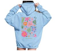 Sudadera con capucha para mujer original, chaqueta ligera femenina chic estampado floral sudaderas casuales con capucha abrigo corto 2025 nuevo abrigos personalizados chaqueta otoño loungewear con