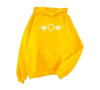 Sudadera con capucha para mujer original, sudadera con capucha con capucha Oversize Impreso Sudaderas con patrón de corazón con capucha Bolsillo Abrigo Color sólido Abrigos Corto Chaqueta Manga Larga