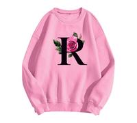 Sudadera con capucha para mujer, para el día de San Valentín, moderna, informal, estampada, manga larga, cuello redondo, color amarillo, Rosa., XXL