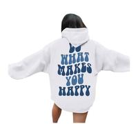 Sudadera con capucha para mujer, sudadera casual de manga larga con estampado de letras con cáncer en la sudadera, blanco, 5XL