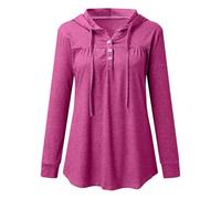 Sudadera con capucha para mujer, sudadera con capucha ligera, sudaderas con botón holgado, abrigo plisado, manga larga, chaqueta de mediados de temporada, sudadera con capucha para todos los días