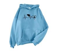 Sudadera con capucha para mujer - Sudadera de gran tamaño con estampado, azul celeste, 3XL