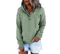 Sudadera con capucha para mujer, suéter de invierno, cierre de botón, sudaderas, con capucha, color liso, abrigos cortos, chaquetas cálidas, mangas largas, bolsillos, Mint Green, XXX-Large