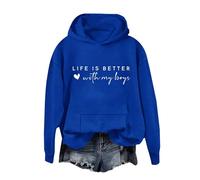 Sudadera con capucha para mujer Trendy Life Is Better With My Boys, sudadera con capucha Life Is Better With My Boys, sudadera con capucha para adultos, azul, S