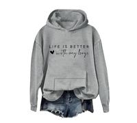 Sudadera con capucha para mujer Trendy Life Is Better With My Boys, sudadera con capucha Life Is Better With My Boys, sudadera con capucha para adultos, gris, XL