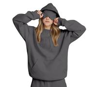 Sudadera con capucha para mujer y hombre con máscara integrada para los ojos, unisex, cómoda, para viajes, con capucha, bolsillos ocultos, sudadera con capucha para adultos, gris, 3XL