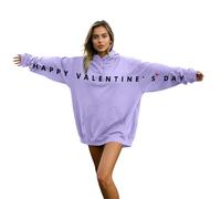 Sudadera con capucha para mujer y hombre, estampado limpio, "Happy Valentine's Day", con capucha de corte Oversize caído, bolsillo canguro, tejido suave | para pareja, diario, salida romántica o
