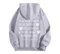 Sudadera con capucha para mujer "You Are Enough" de Dear Person Behind Me Remember That Mental Health Jersey de invierno para mujer, Gris claro., XL