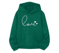 Sudadera con capucha para niña, con estampado de amor, de manga larga, moda, sudadera casual, deportiva, ropa de calle, con capucha, suelta, parte superior, sudadera para adolescentes, 12-13 años